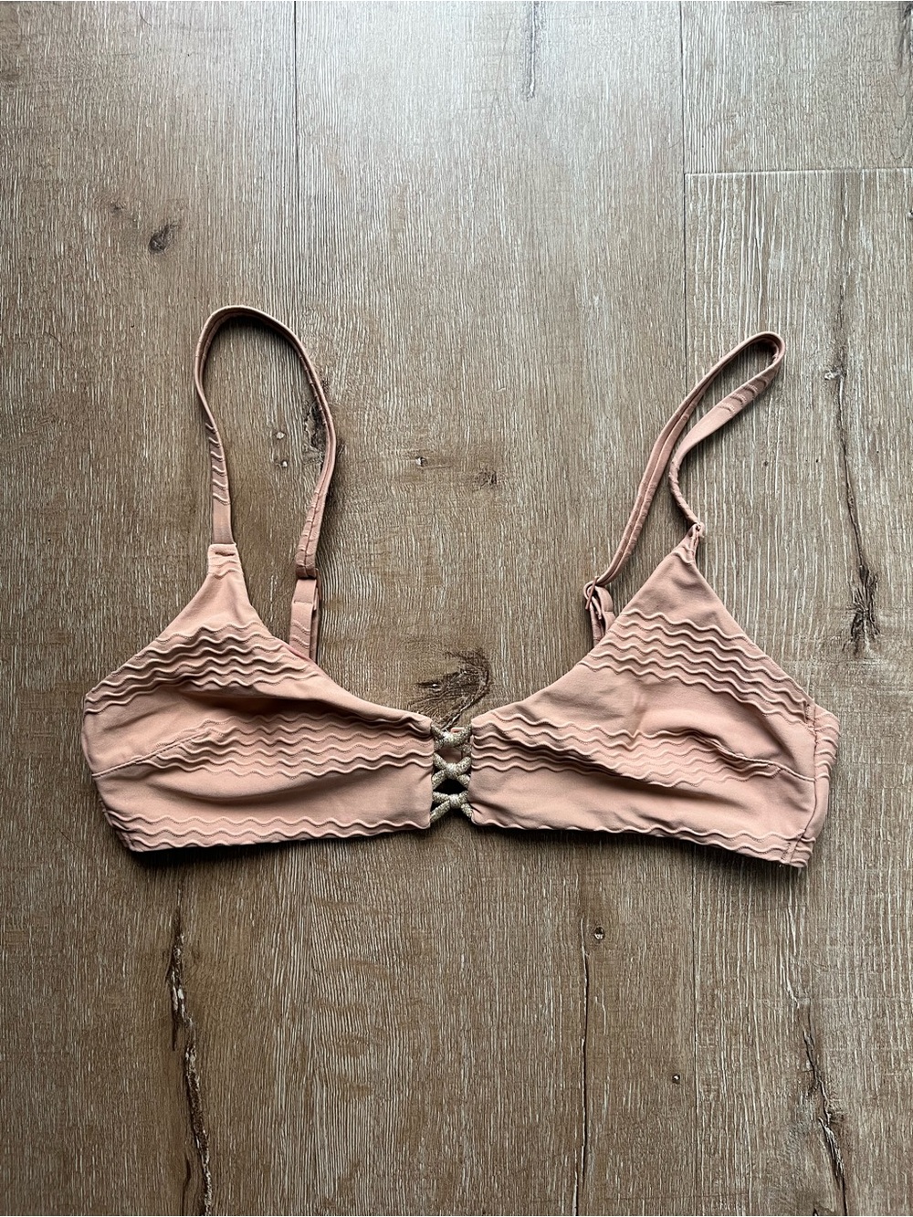 aerie Blush Nude Wave-Trim Bikini Top
